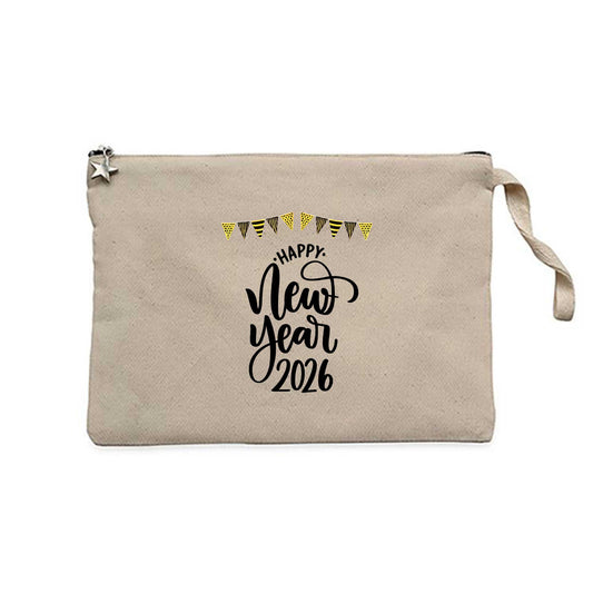 Mutlu Yeni Yıllar Krem Clutch Astarlı Cüzdan / El Çantası