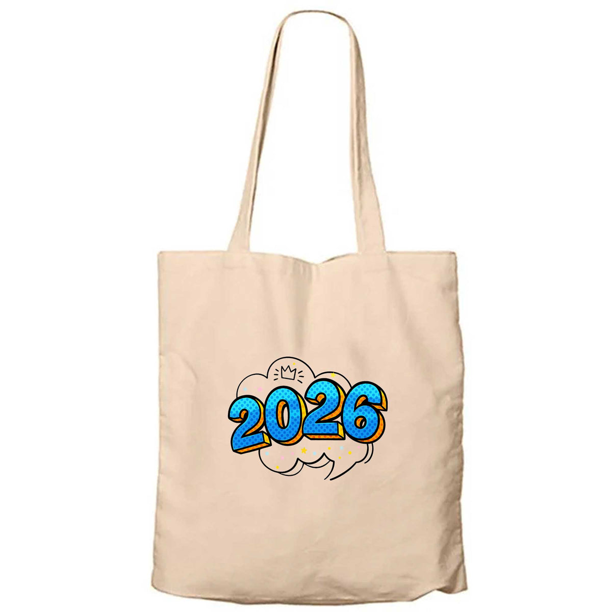 Happy New Year 2026 King Krem Fermuarlı Bez Çanta Gabardin
