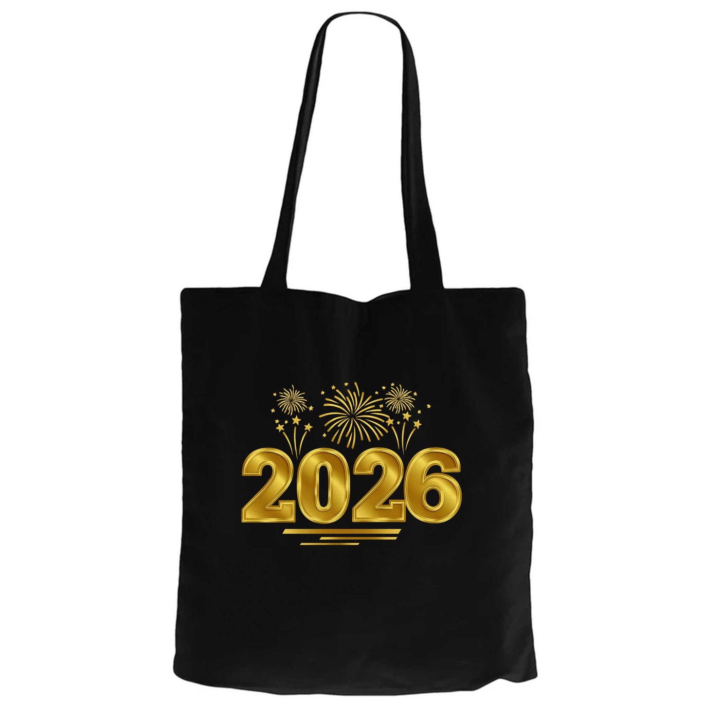 Happy New Year 2026 Magic Siyah Fermuarlı Bez Çanta Gabardin