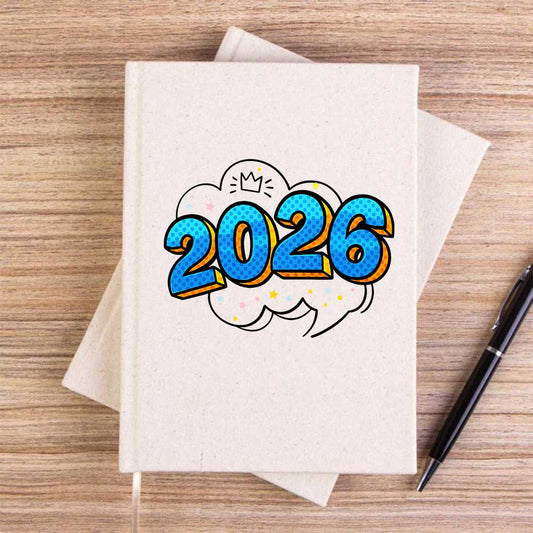Happy New Year 2026 King Krem Çizgisiz Kanvas Defter