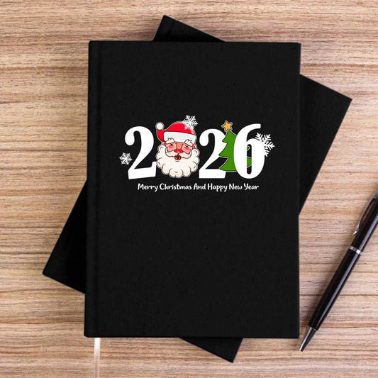Happy New Year 2026 Noel Siyah Çizgisiz Kanvas Defter