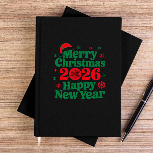 Merry Christmas 2026 Siyah Çizgisiz Kanvas Defter