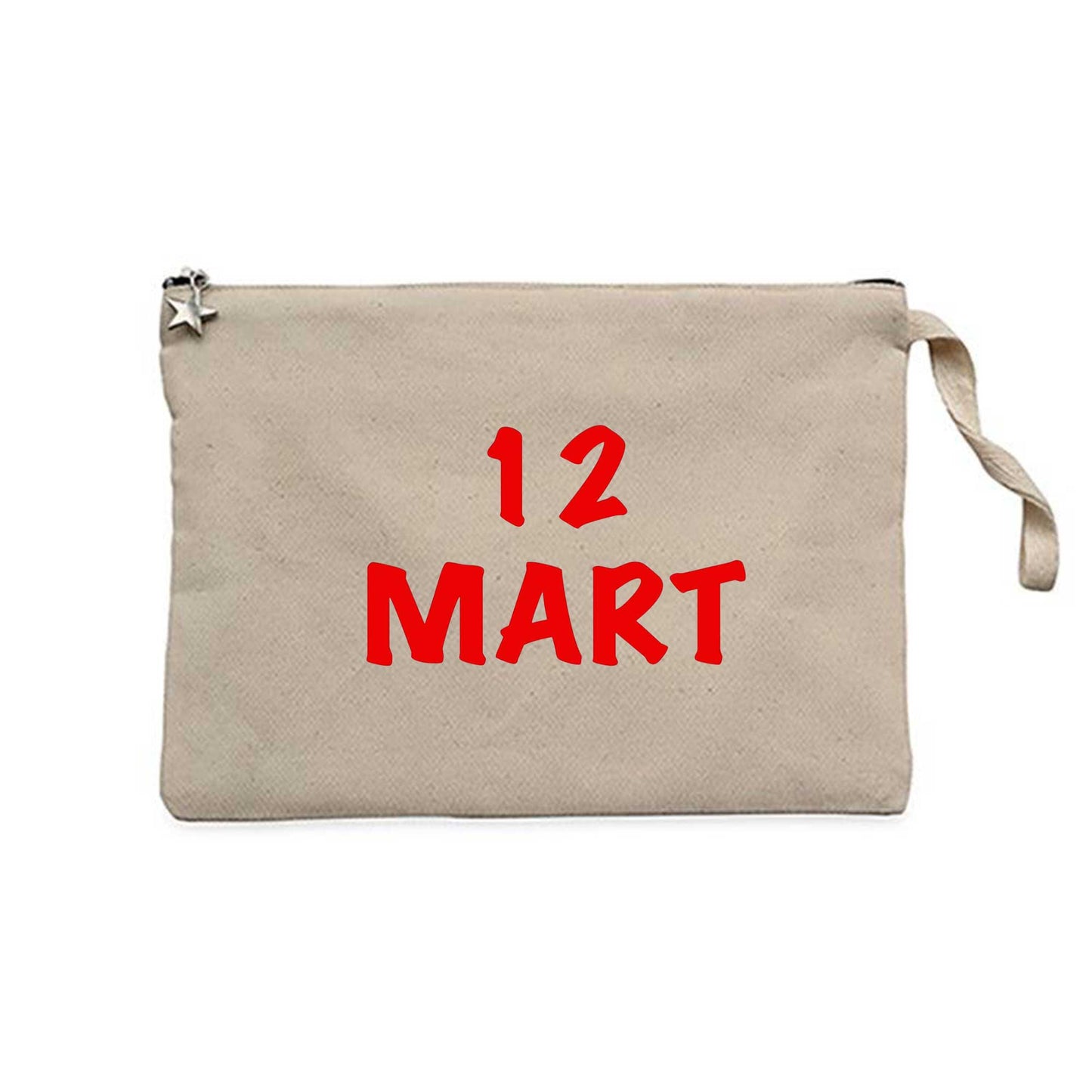 12 Mart Krem Clutch Astarlı Cüzdan / El Çantası