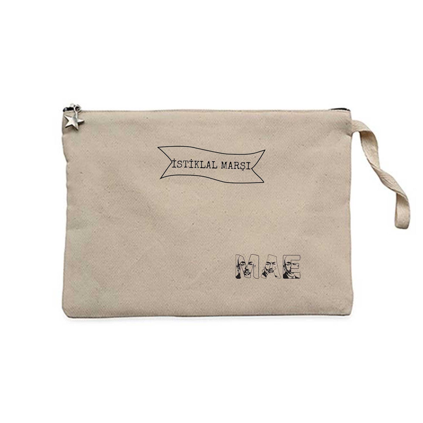 İstiklal Marşı Krem Clutch Astarlı Cüzdan / El Çantası
