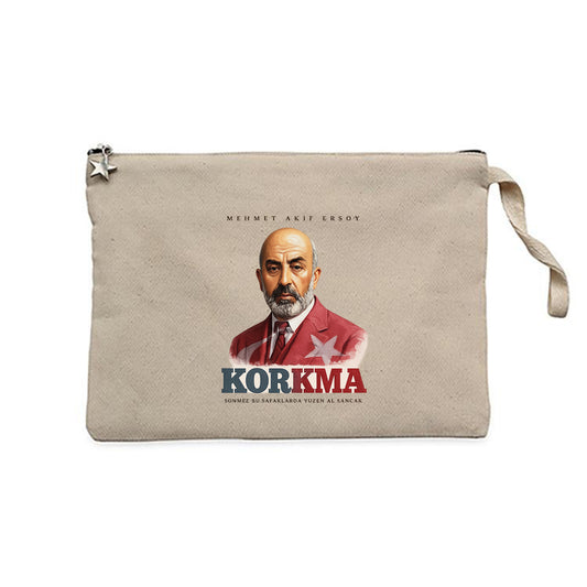 Mehmet Akif Ersoy Korkma Krem Clutch Astarlı Cüzdan / El Çantası
