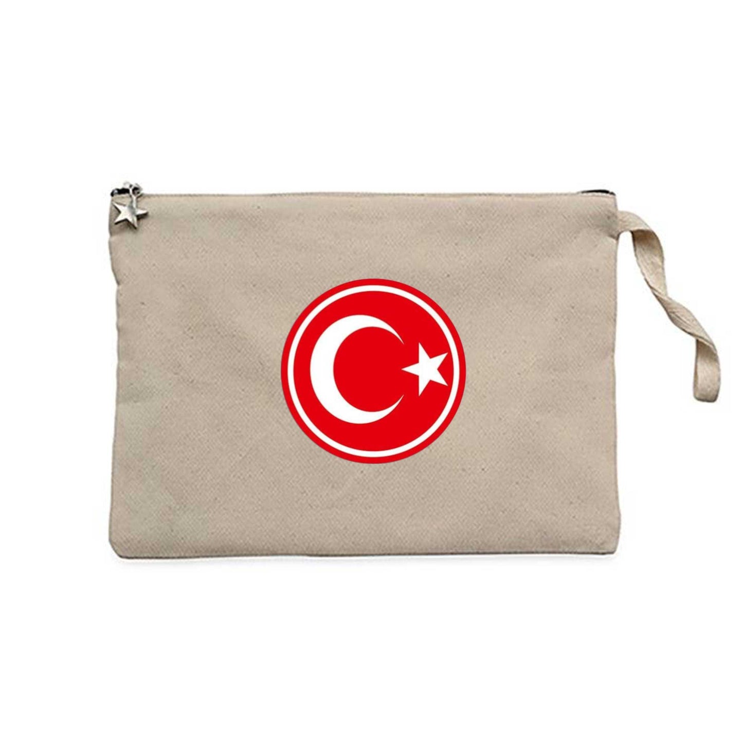 Ay Yıldız Bayrak Logo Krem Clutch Astarlı Cüzdan / El Çantası