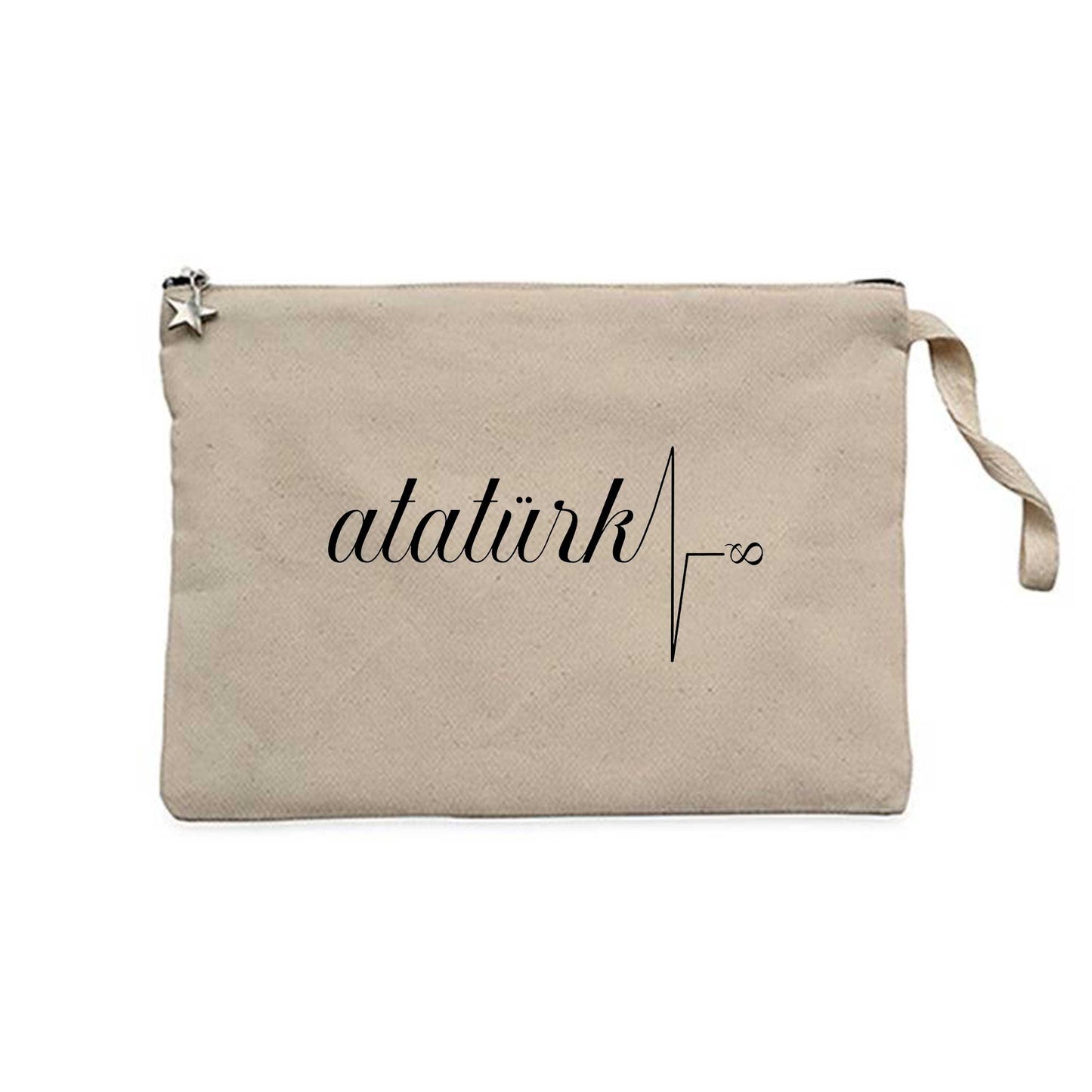Sonsuza Kadar Kalbimizdesin Atatürk Krem Clutch Astarlı Cüzdan / El Çantası