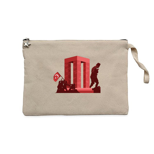 18 Mart Şehitler Abidesi Krem Clutch Astarlı Cüzdan / El Çantası