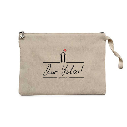 Dur Yolcu Şehitler Abidesi Portre Krem Clutch Astarlı Cüzdan / El Çantası