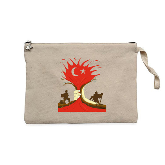 Şüheda Fışkıracak Toprağı Sıksan Şüheda Krem Clutch Astarlı Cüzdan / El Çantası