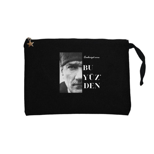 Atatürk Bu Yüz'Den Siyah Clutch Astarlı Cüzdan / El Çantası
