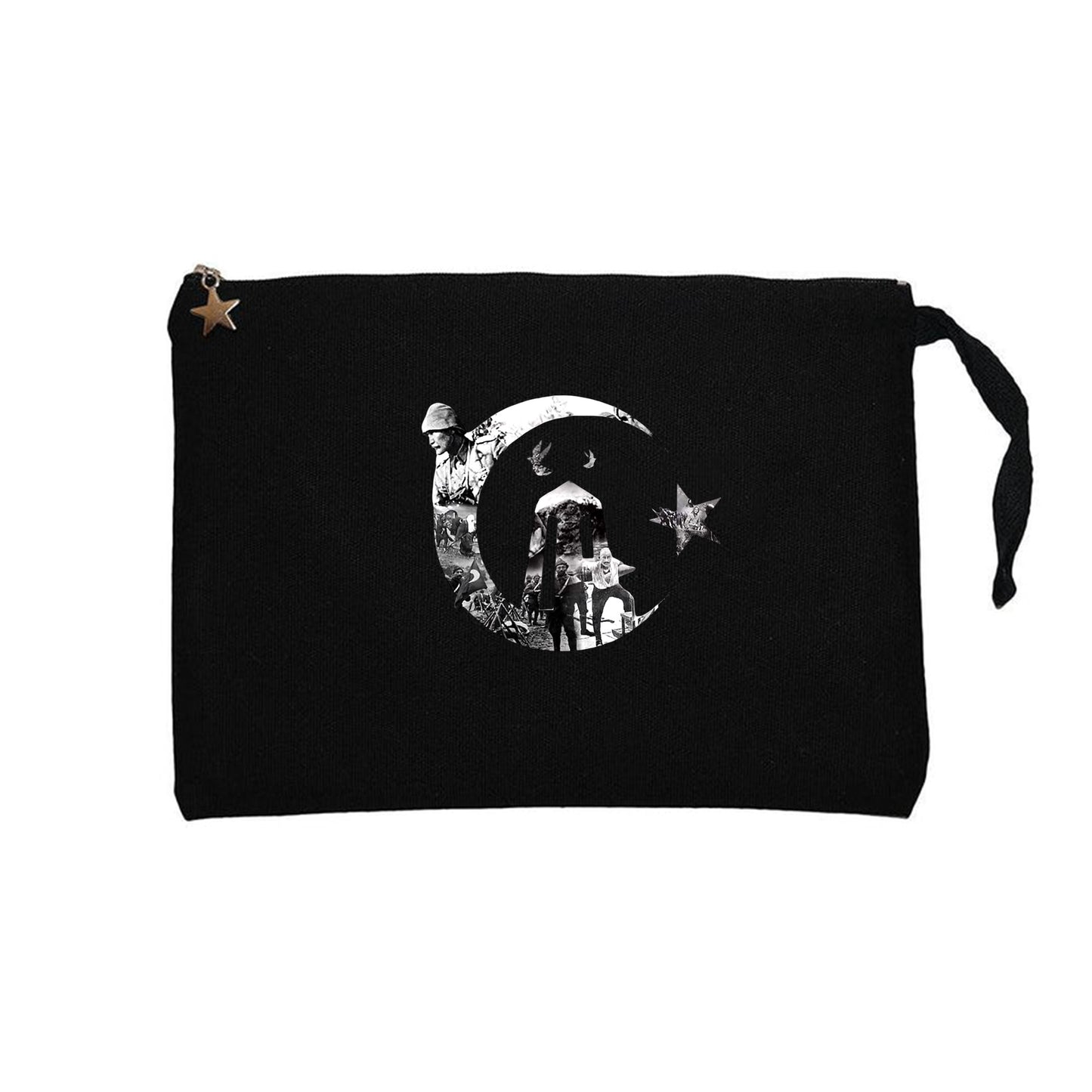 18 Mart Ay Yıldız'ın Hafızası Siyah Clutch Astarlı Cüzdan / El Çantası