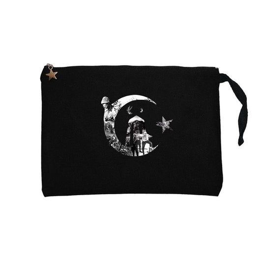 18 Mart Ay Yıldız'ın Hafızası Siyah Clutch Astarlı Cüzdan / El Çantası