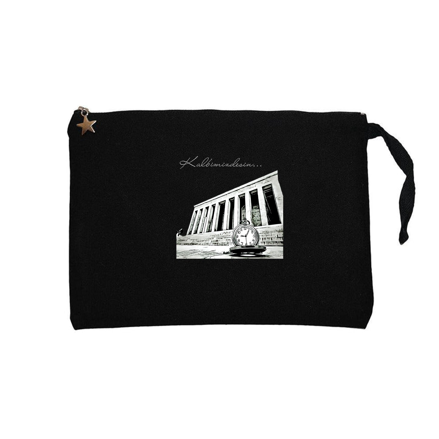 10 Kasım Kalbimizdesin Siyah Clutch Astarlı Cüzdan / El Çantası