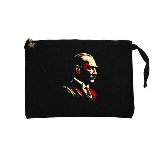 Atatürk Portresi Siyah Clutch Astarlı Cüzdan / El Çantası