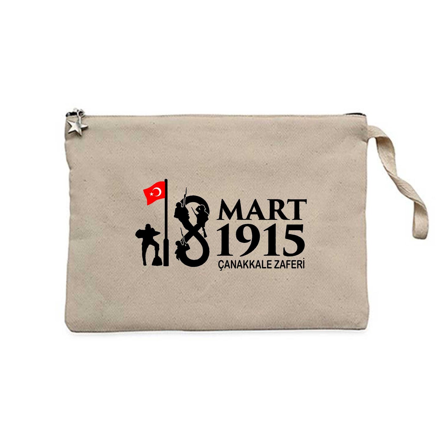 18 Mart 1915 Çanakkale Zaferi Krem Clutch Astarlı Cüzdan / El Çantası