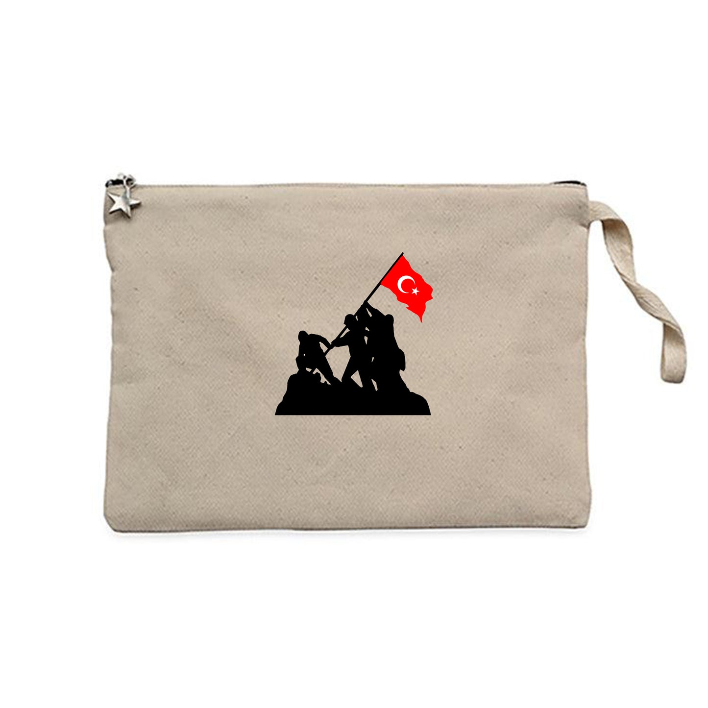 18 Mart Bayrak ve Destan Krem Clutch Astarlı Cüzdan / El Çantası