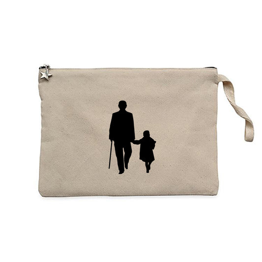 Atatürk'ün Çocuk Sevgisi Krem Clutch Astarlı Cüzdan / El Çantası