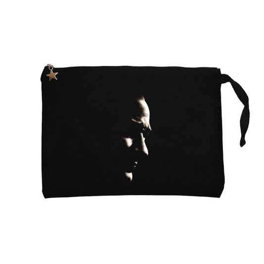 Atatürk Silüet Portresi Siyah Clutch Astarlı Cüzdan / El Çantası