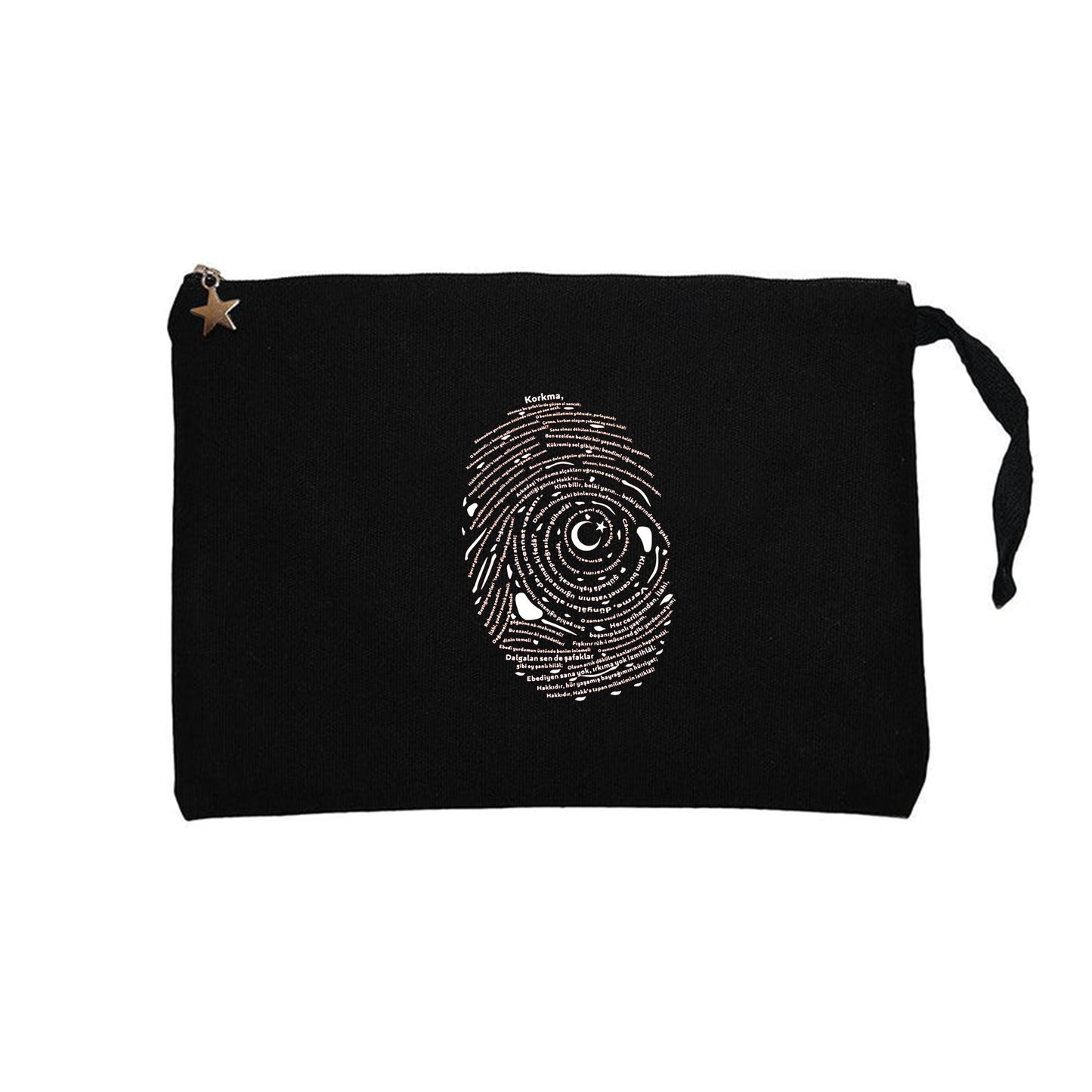 İstiklal Marşı Spiral Siyah Clutch Astarlı Cüzdan / El Çantası