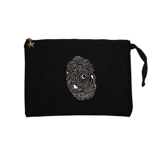 İstiklal Marşı Spiral Siyah Clutch Astarlı Cüzdan / El Çantası