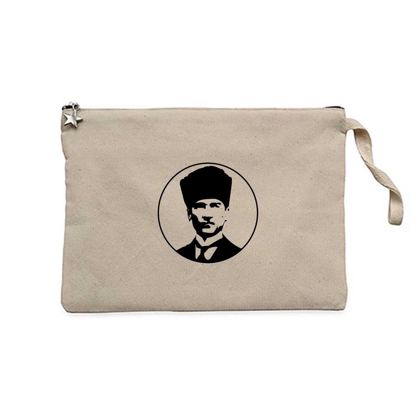 Atatürk Portre Logo Krem Clutch Astarlı Cüzdan / El Çantası