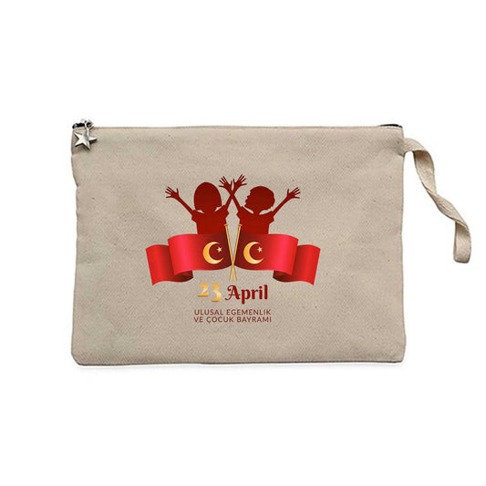23 April Krem Clutch Astarlı Cüzdan / El Çantası