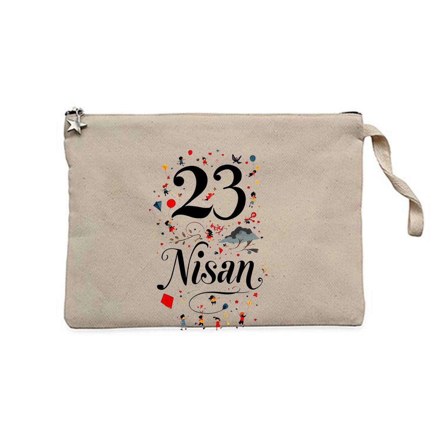 23 Nisan Sanatsal Krem Clutch Astarlı Cüzdan / El Çantası