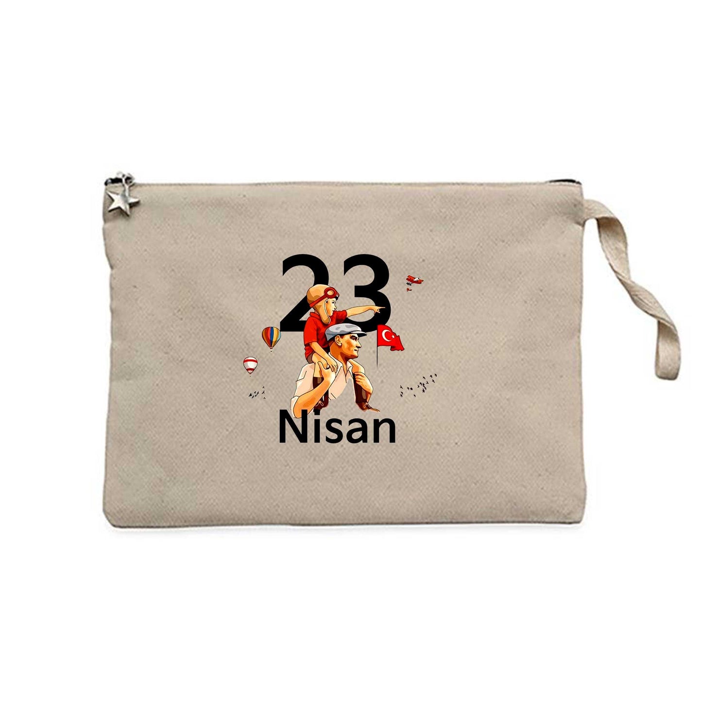 Atamızdan Çocuklara Krem Clutch Astarlı Cüzdan / El Çantası
