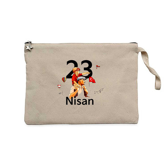 Atamızdan Çocuklara Krem Clutch Astarlı Cüzdan / El Çantası