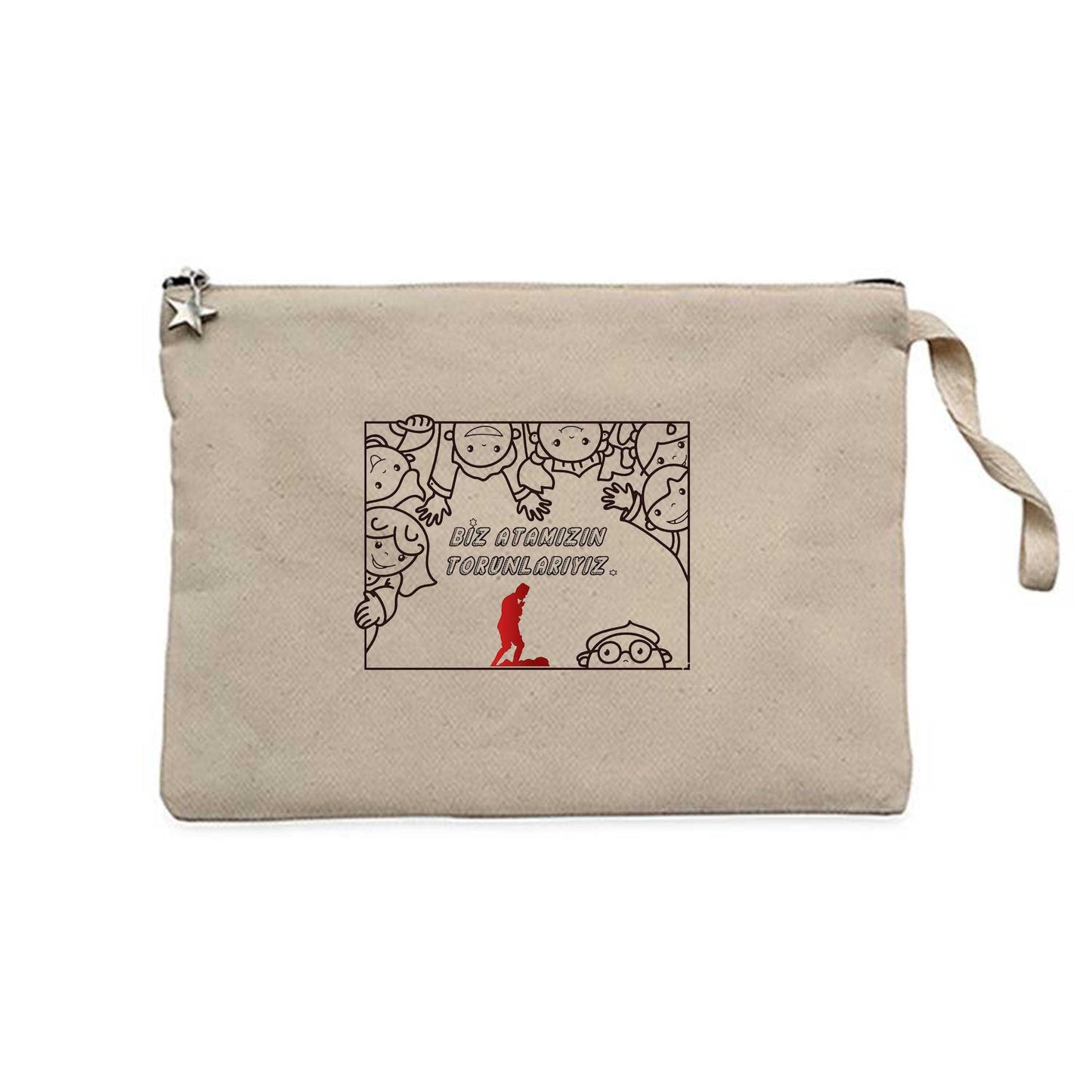 Atamızın Torunlarıyız Krem Clutch Astarlı Cüzdan / El Çantası