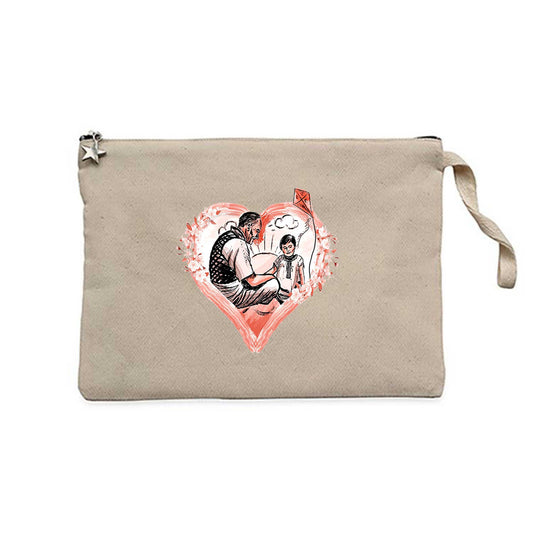 Atatürk ve Çocuk Krem Clutch Astarlı Cüzdan / El Çantası