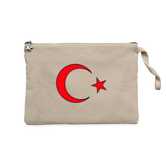 Ay-Yıldız Krem Clutch Astarlı Cüzdan / El Çantası