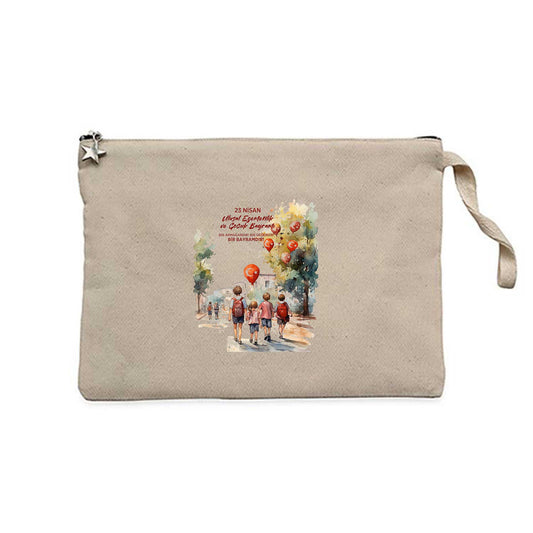 Büyük Miras Krem Clutch Astarlı Cüzdan / El Çantası