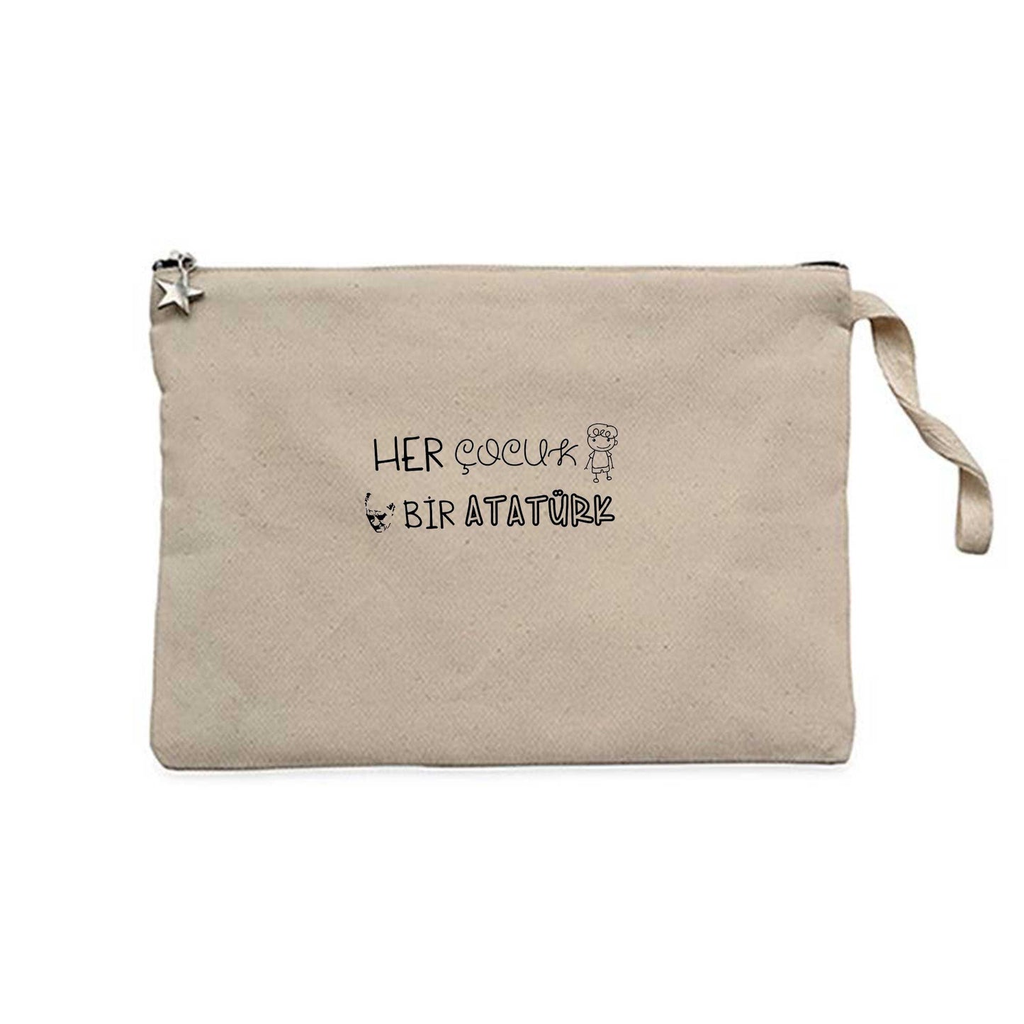 Her Çocuk Bir Atatürk Krem Clutch Astarlı Cüzdan / El Çantası