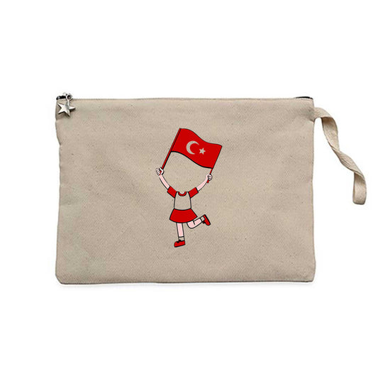 Kız Çocukların Bayramı Krem Clutch Astarlı Cüzdan / El Çantası