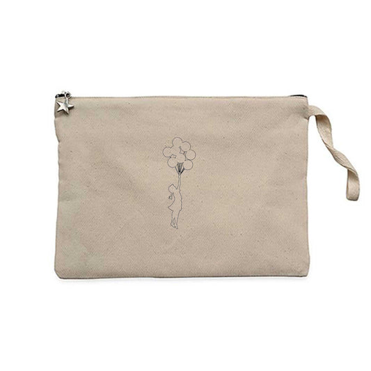 Uçan Balonlar 23 Nisan Krem Clutch Astarlı Cüzdan / El Çantası