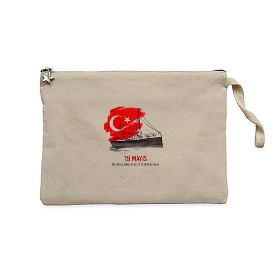 19 Mayıs Bandırma’nın İzinde Krem Clutch Astarlı Cüzdan / El Çantası