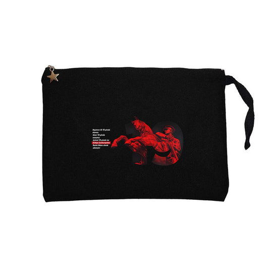 Cumhuriyet Anma Siyah Clutch Astarlı Cüzdan / El Çantası