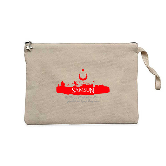 19 Mayıs Samsun Temalı Krem Clutch Astarlı Cüzdan / El Çantası