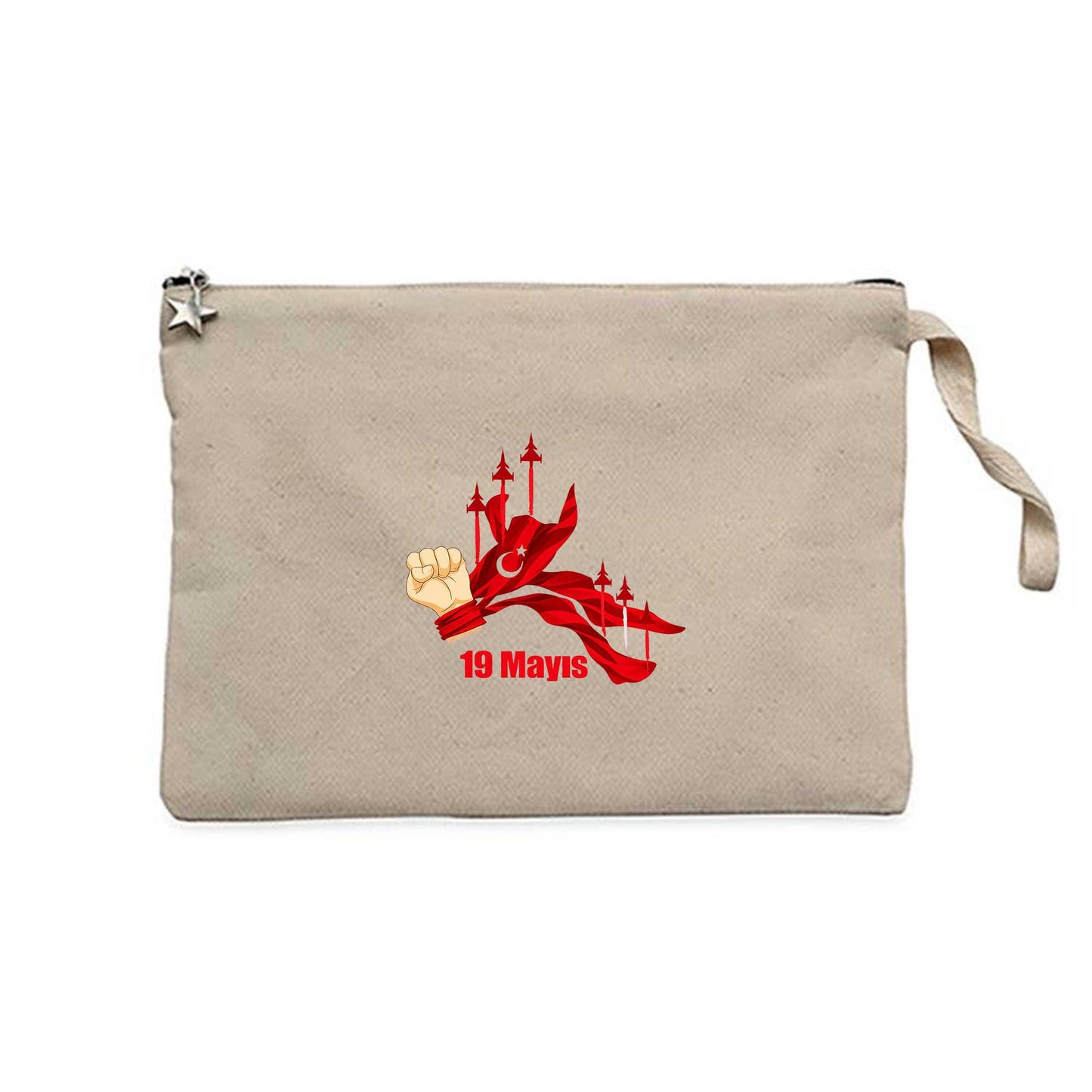 19 Mayıs Jet Türk Bayrağı Krem Clutch Astarlı Cüzdan / El Çantası