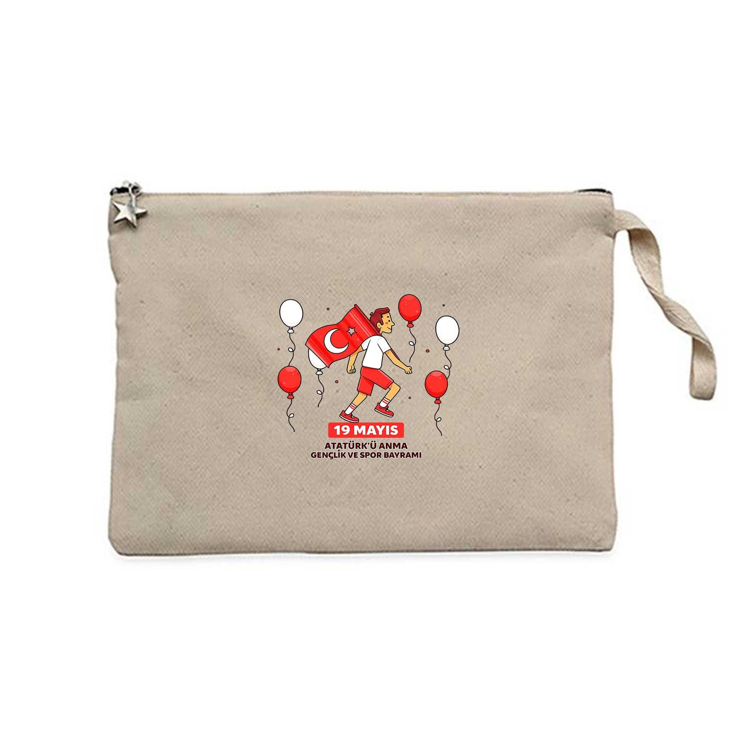 Neşeli 19 Mayıs Krem Clutch Astarlı Cüzdan / El Çantası