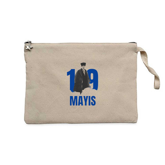 19 Mayıs Mavi Anma Krem Clutch Astarlı Cüzdan / El Çantası