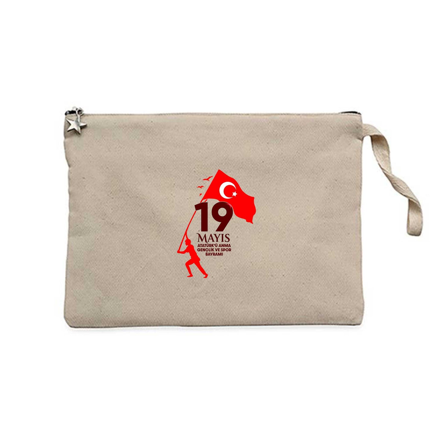 19 Mayıs Atatürk'ü Anma Gençlik Ve Spor Bayramı Krem Clutch Astarlı Cüzdan / El Çantası