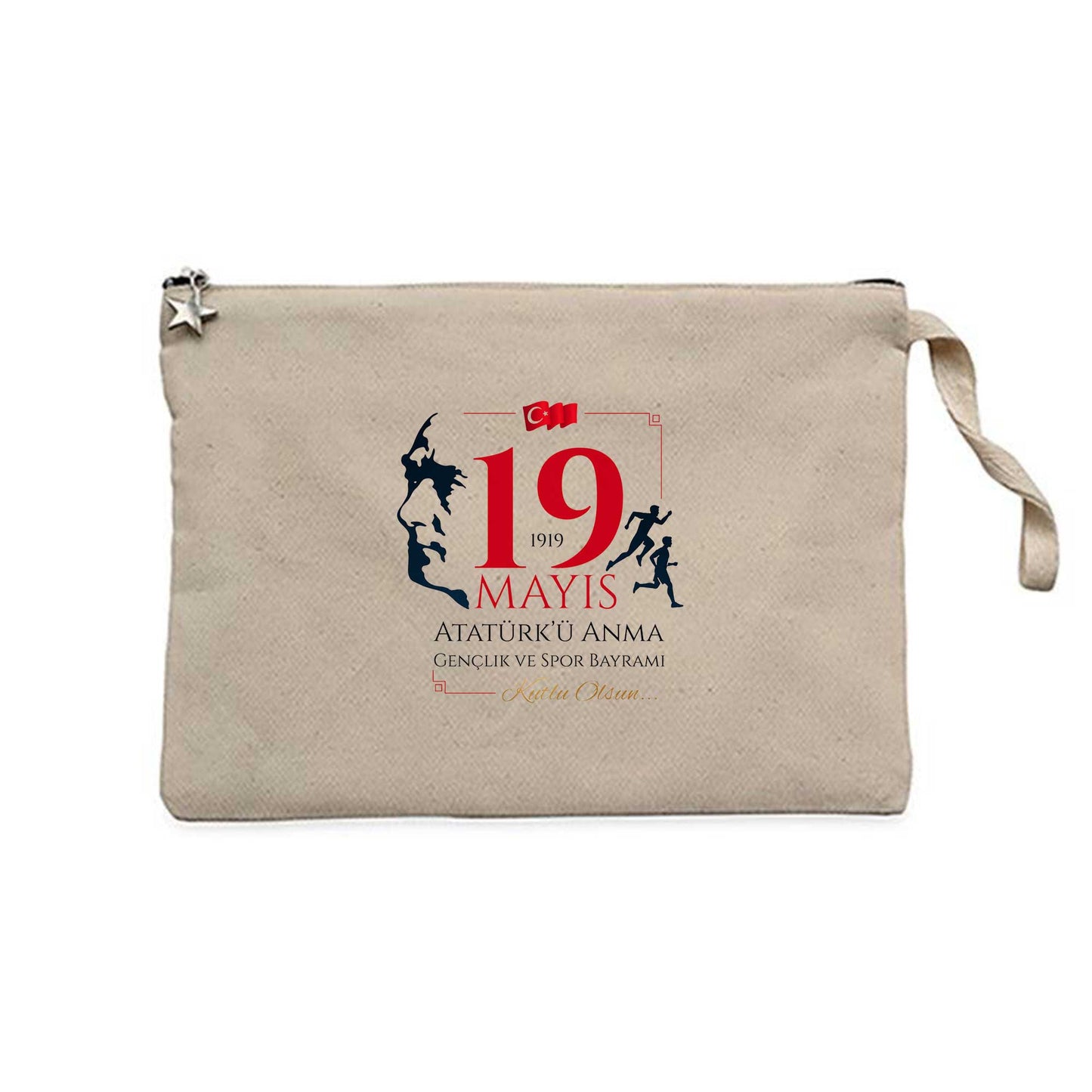 19 Mayıs Kutlu Bayramı Krem Clutch Astarlı Cüzdan / El Çantası