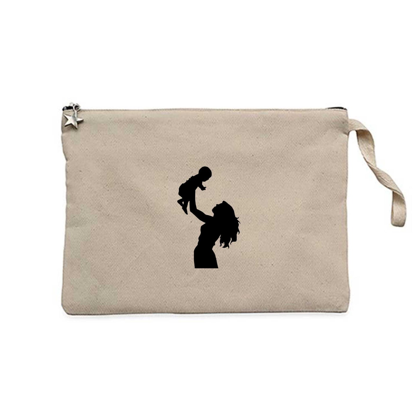 Anne ve Bebek Krem Clutch Astarlı Cüzdan / El Çantası