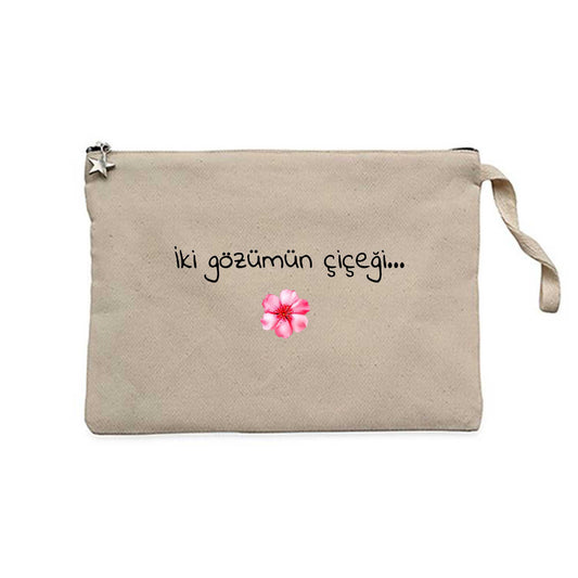 İki Gözümün Çiçeği Krem Clutch Astarlı Cüzdan / El Çantası