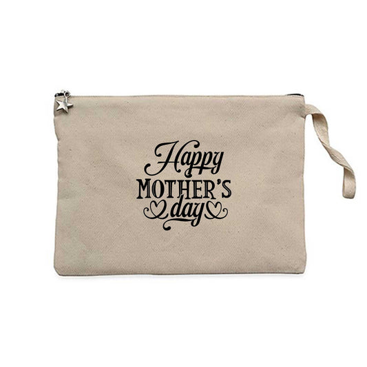 Happy Mother's Day Krem Clutch Astarlı Cüzdan / El Çantası
