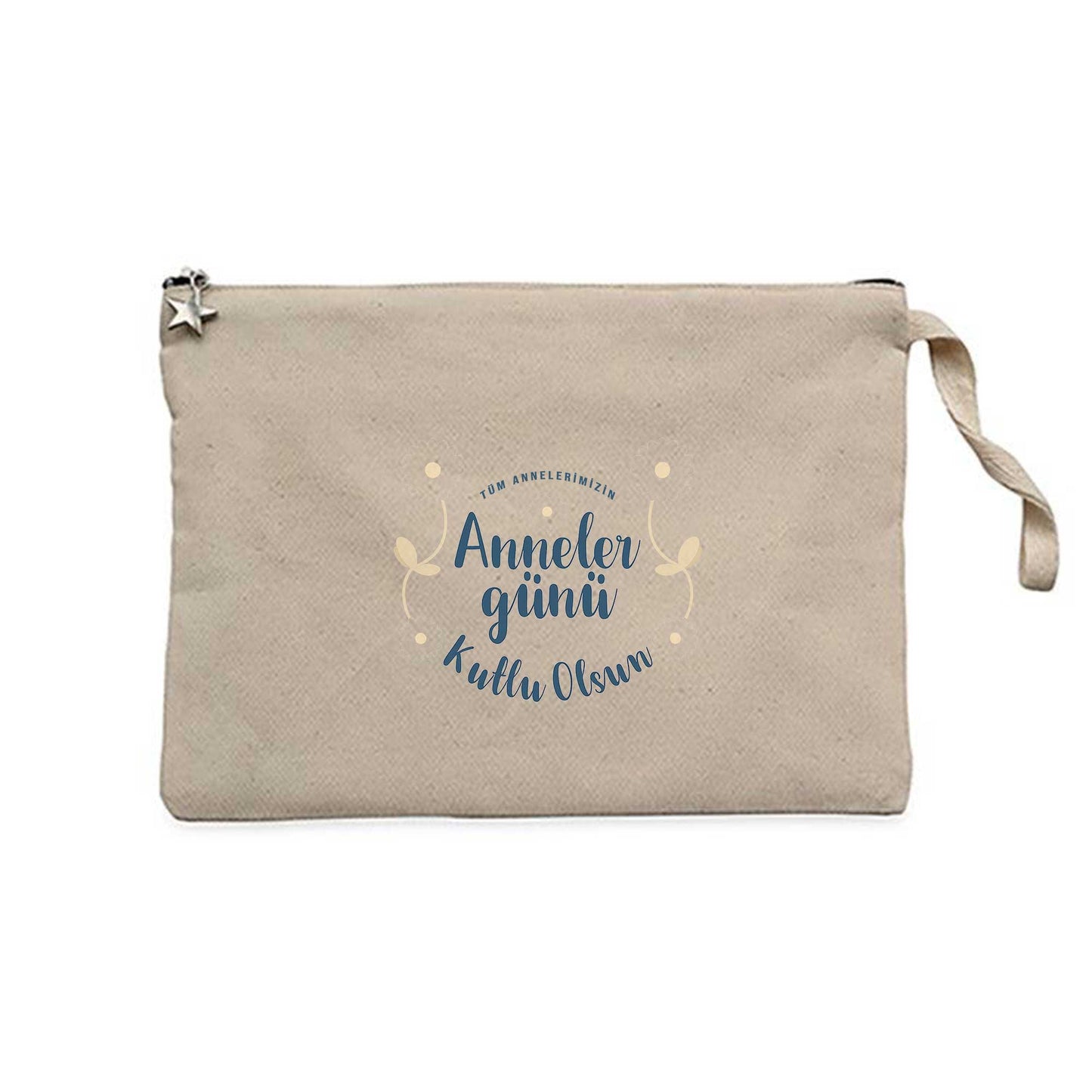 Anneler Günü Kutlu Olsun Krem Clutch Astarlı Cüzdan / El Çantası