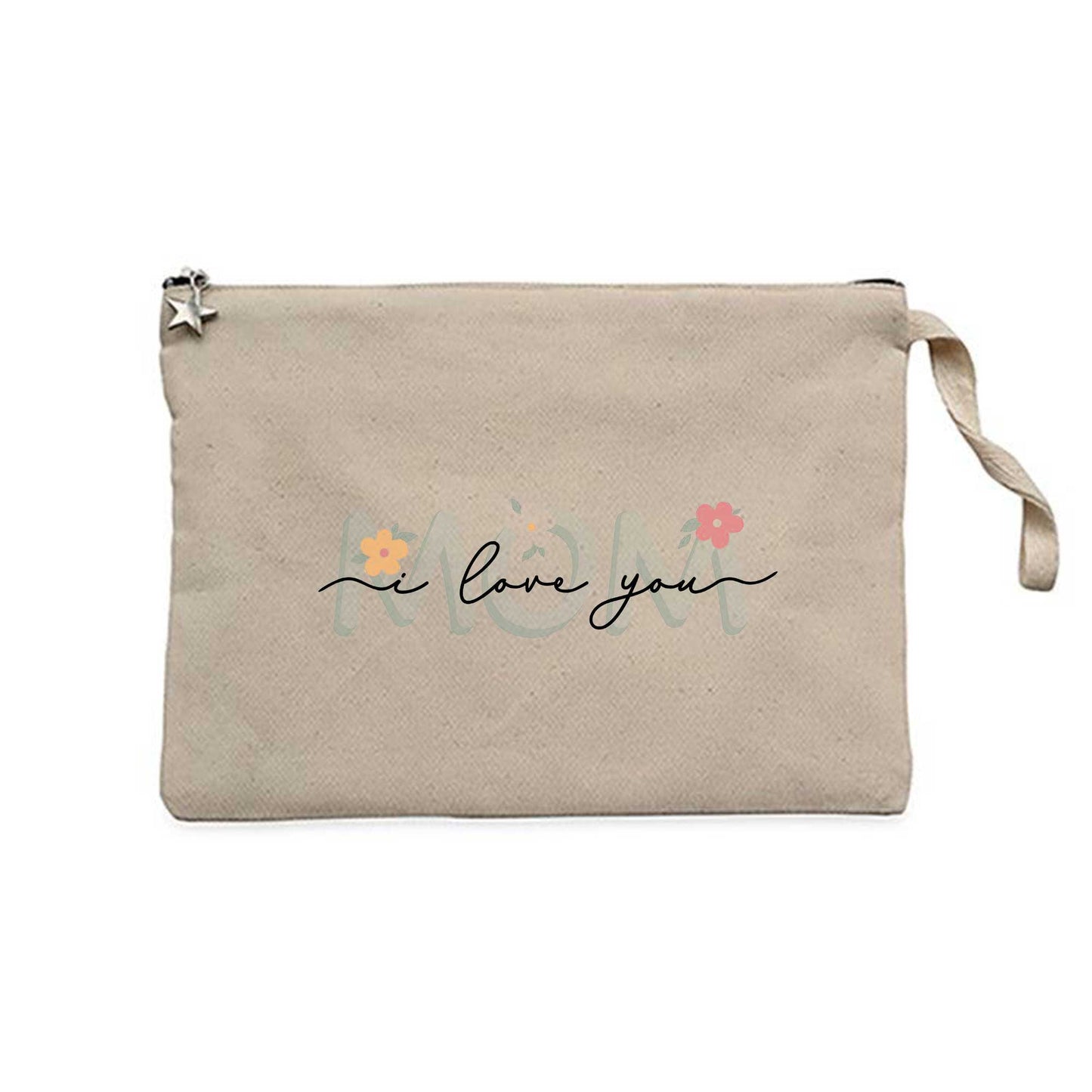 I love you Mom Krem Clutch Astarlı Cüzdan / El Çantası